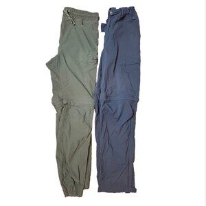 REI Eddie Bauer Ripstop Nylon Navy Olive Green Pants Kids medium 10/12 Hiking